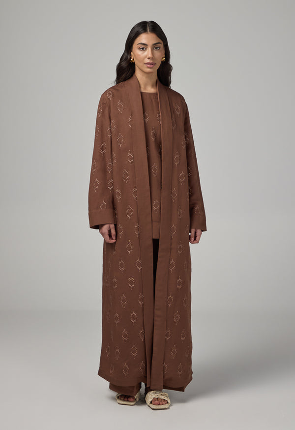 Choice Solid Maxi Open Abaya Brown