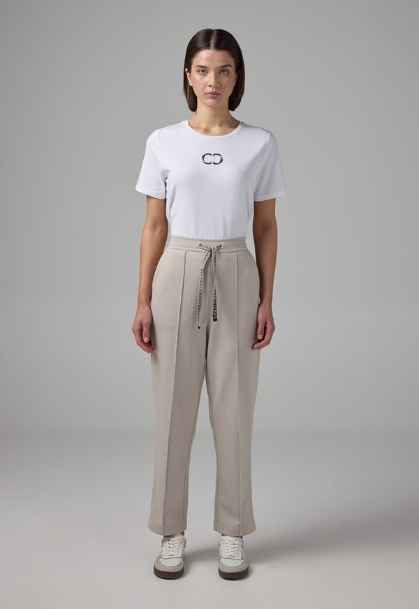 Choice Pin Tuck At Front Monogram Trousers Grey