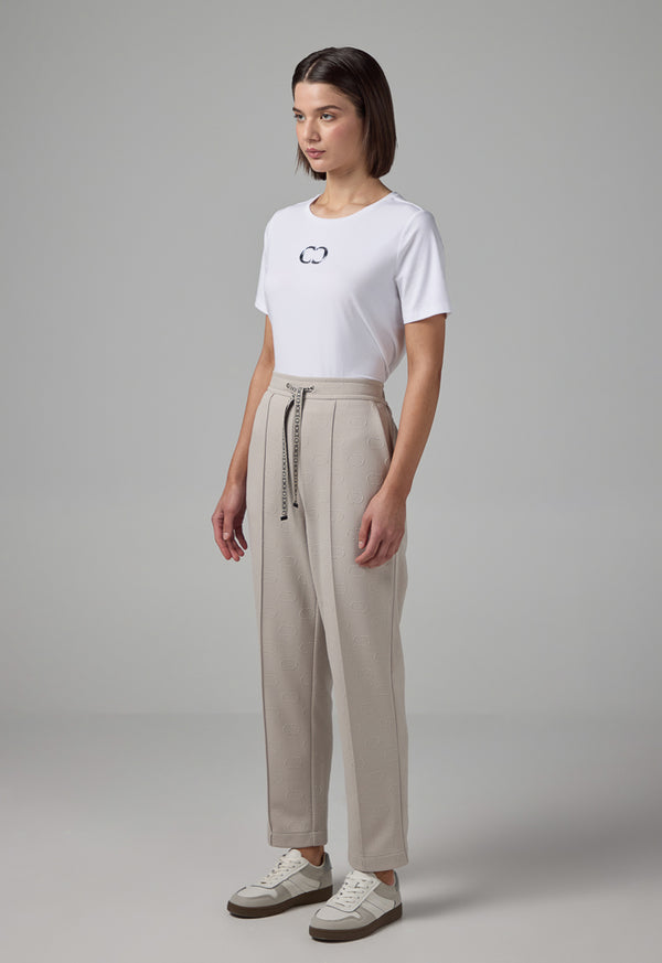 Choice Pin Tuck At Front Monogram Trousers Grey