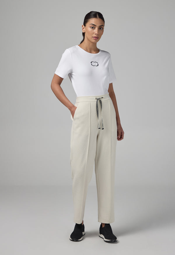 Choice Pin Tuck At Front Monogram Trousers Sand