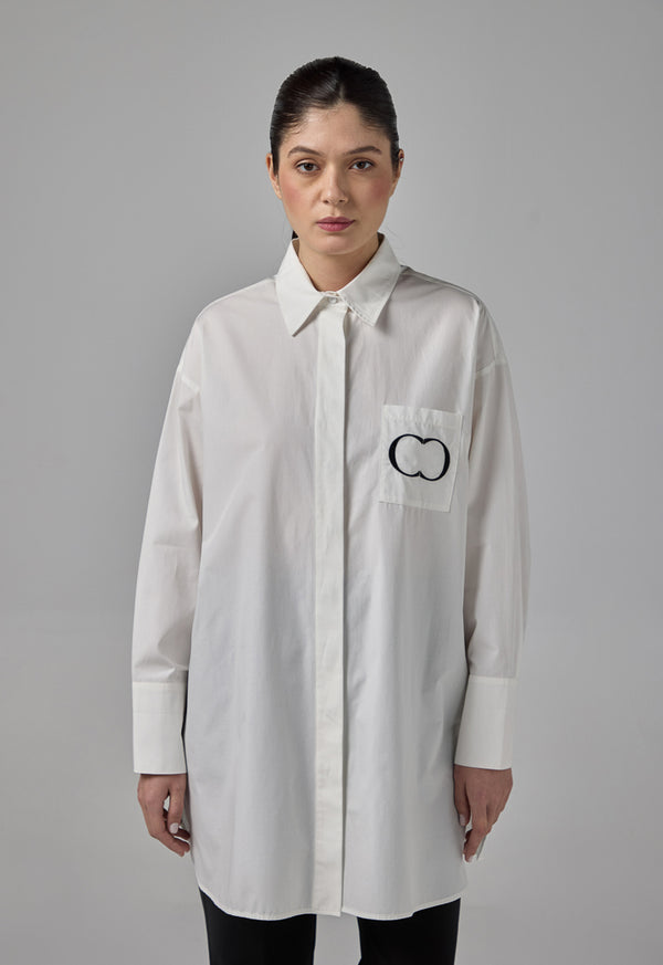 Choice Long Sleeve Embroidered Monogram Shirt Off White