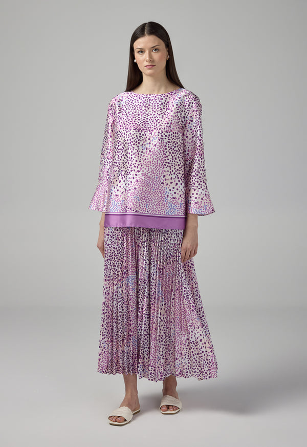 Choice Long Sleeve Printed Blouse Purple