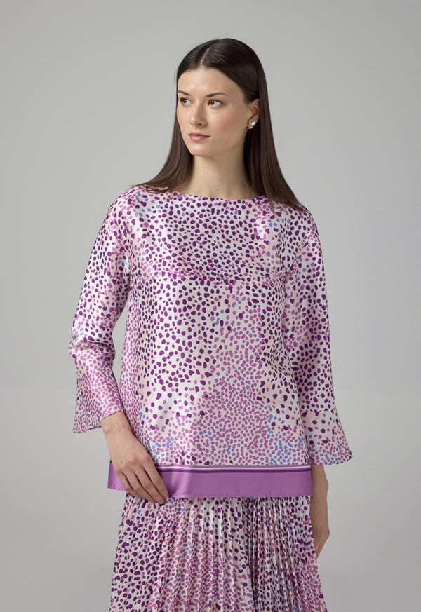 Choice Long Sleeve Printed Blouse Purple
