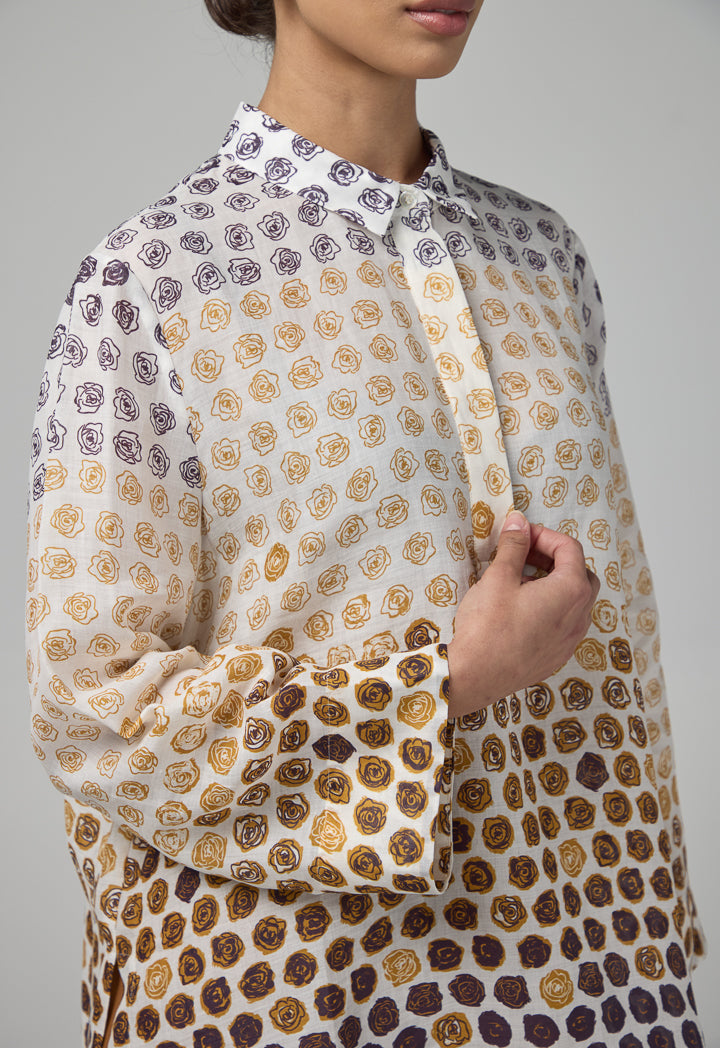 Choice Floral Print Half Buttons Shirt Multi Color