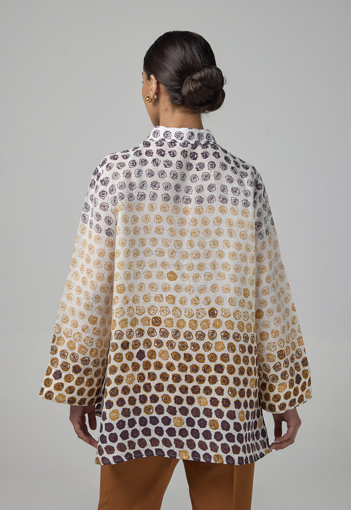 Choice Floral Print Half Buttons Shirt Multi Color