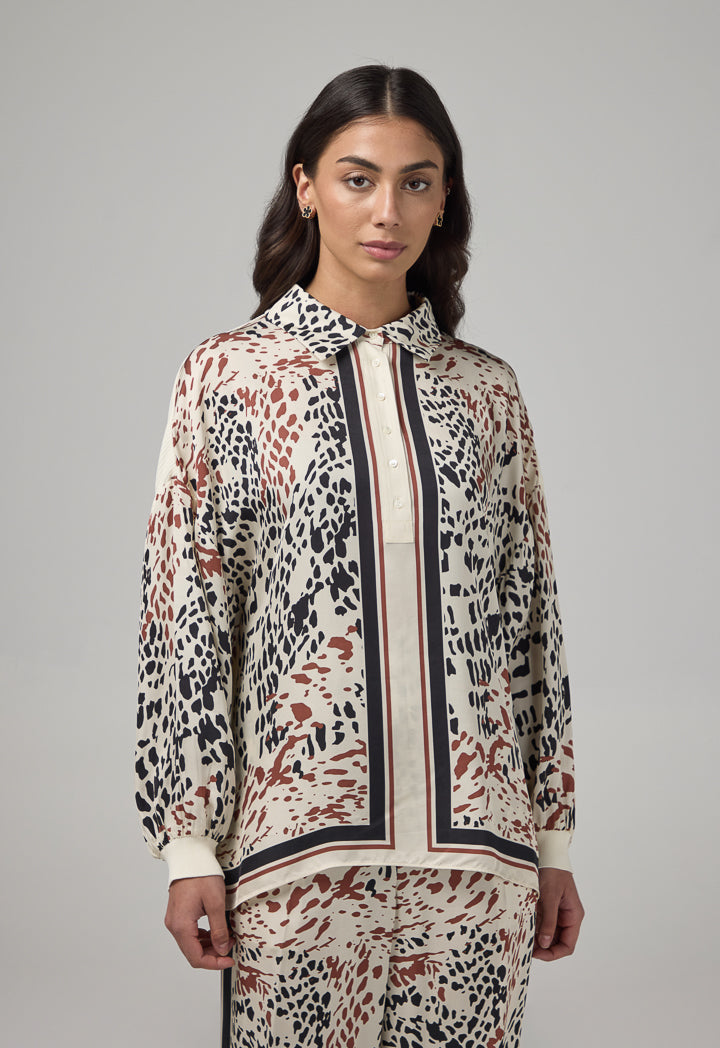 Choice Drop Shoulder Print Shirt Multi Color