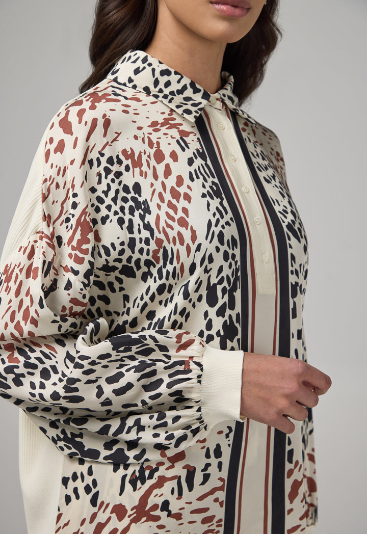 Choice Drop Shoulder Print Shirt Multi Color