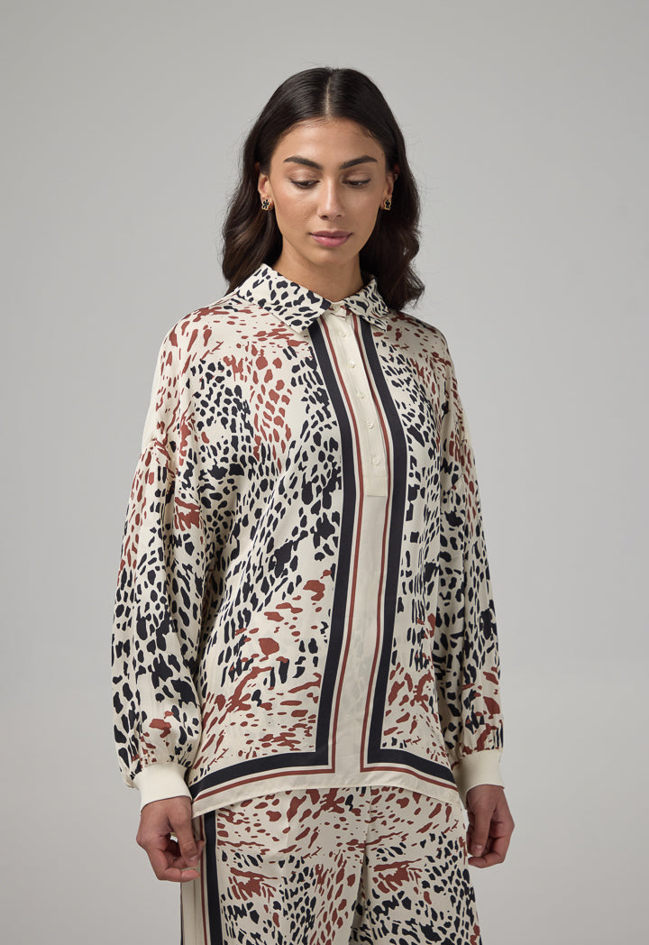 Choice Drop Shoulder Print Shirt Multi Color