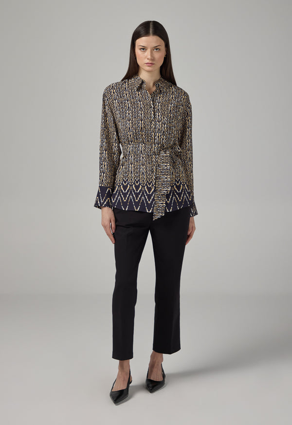Choice Printed Belted Regular Fit Shirt Black