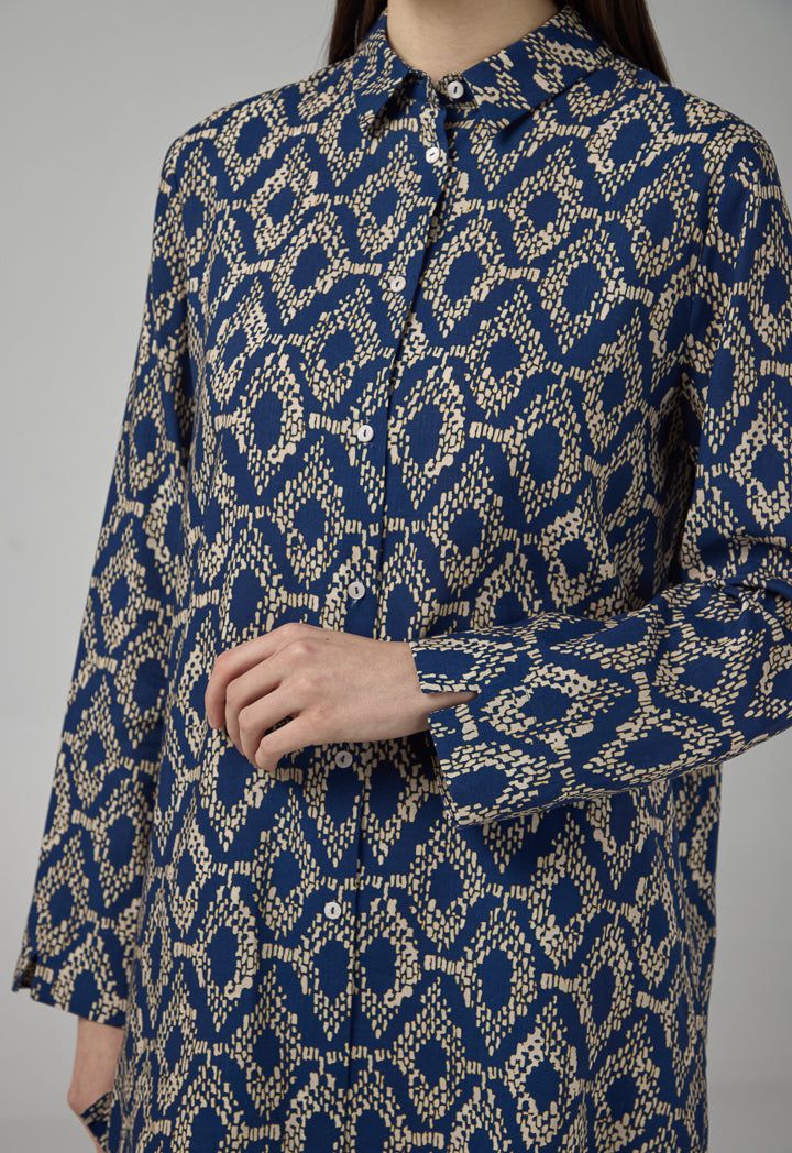 Choice Contrast Printed Shirt Navy