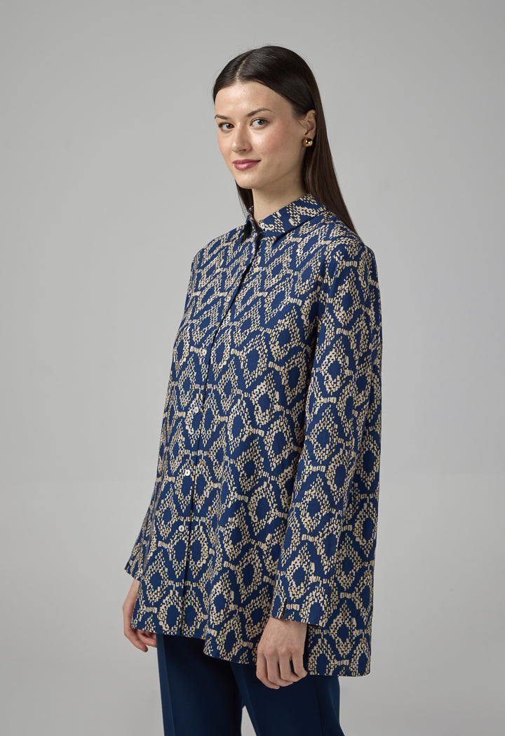 Choice Contrast Printed Shirt Navy