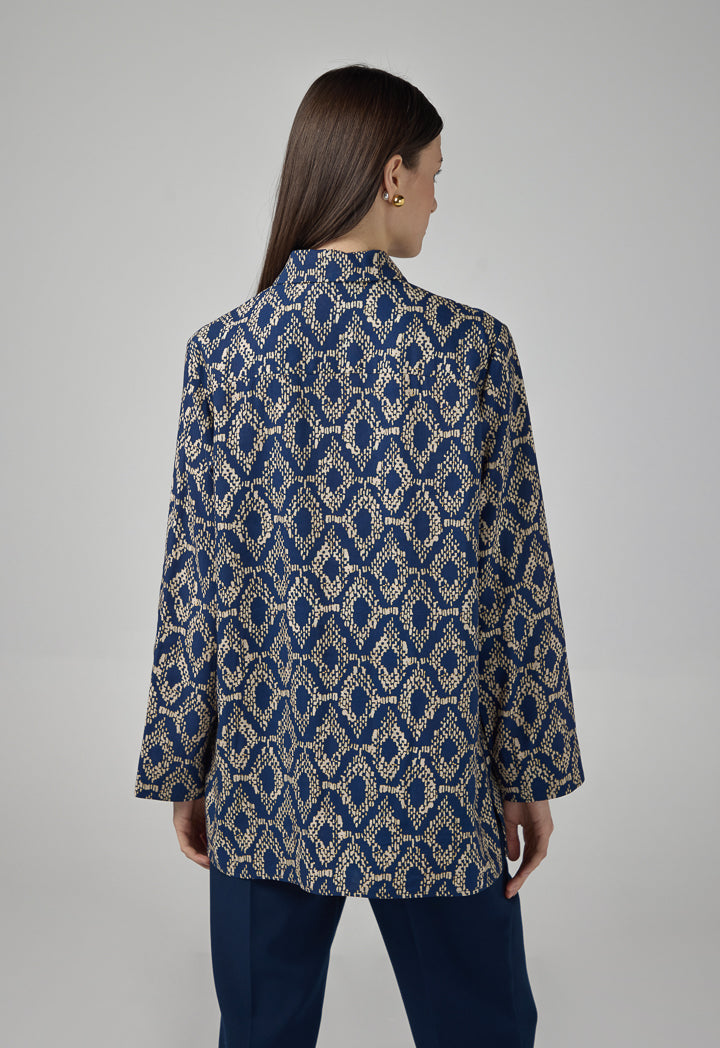 Choice Contrast Printed Shirt Navy