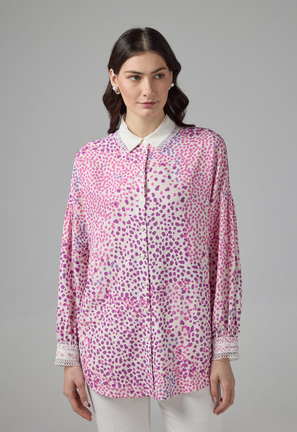 Choice Polka Dots Printed Regular Fit Shirt Purple