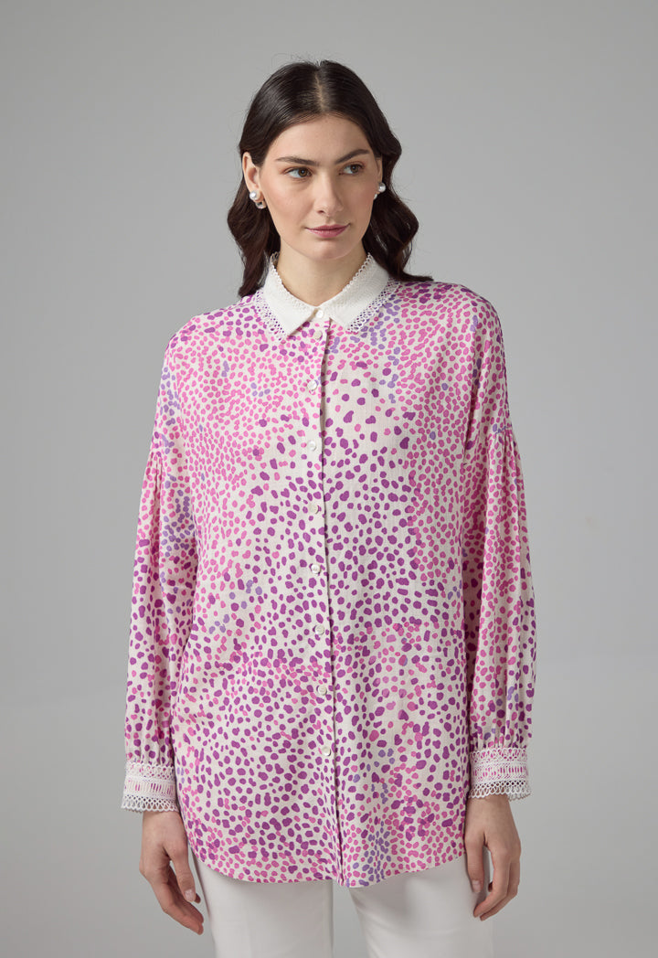 Choice Polka Dots Printed Regular Fit Shirt Purple
