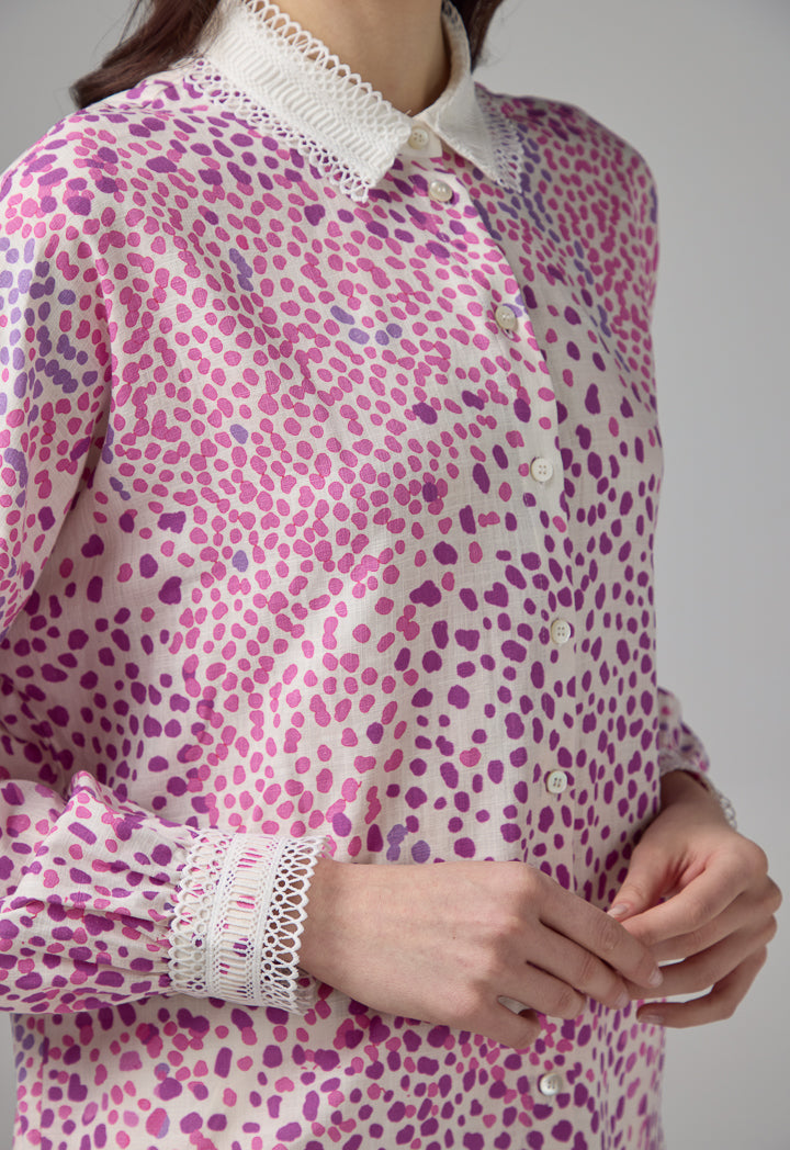 Choice Polka Dots Printed Regular Fit Shirt Purple