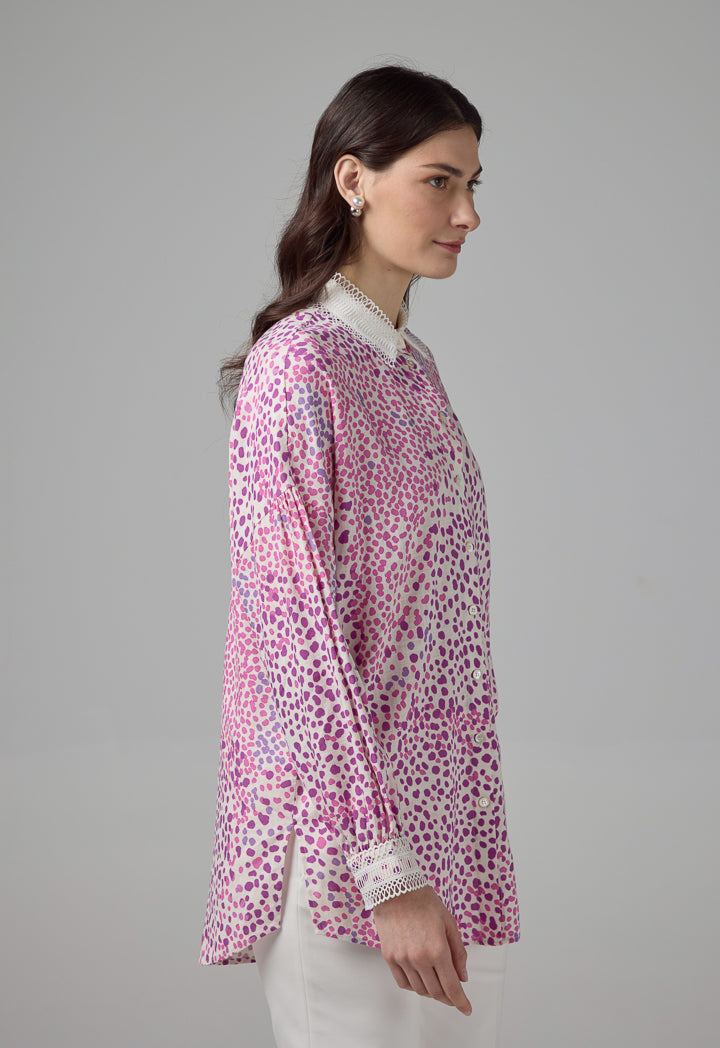 Choice Polka Dots Printed Regular Fit Shirt Purple