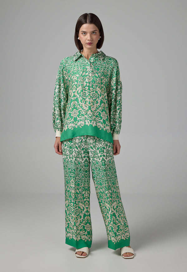 Choice Drop Shoulder Print Shirt Green