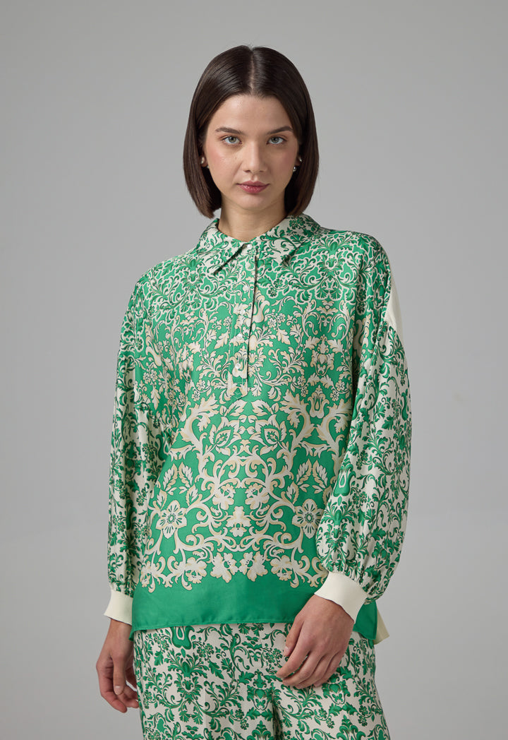 Choice Drop Shoulder Print Shirt Green