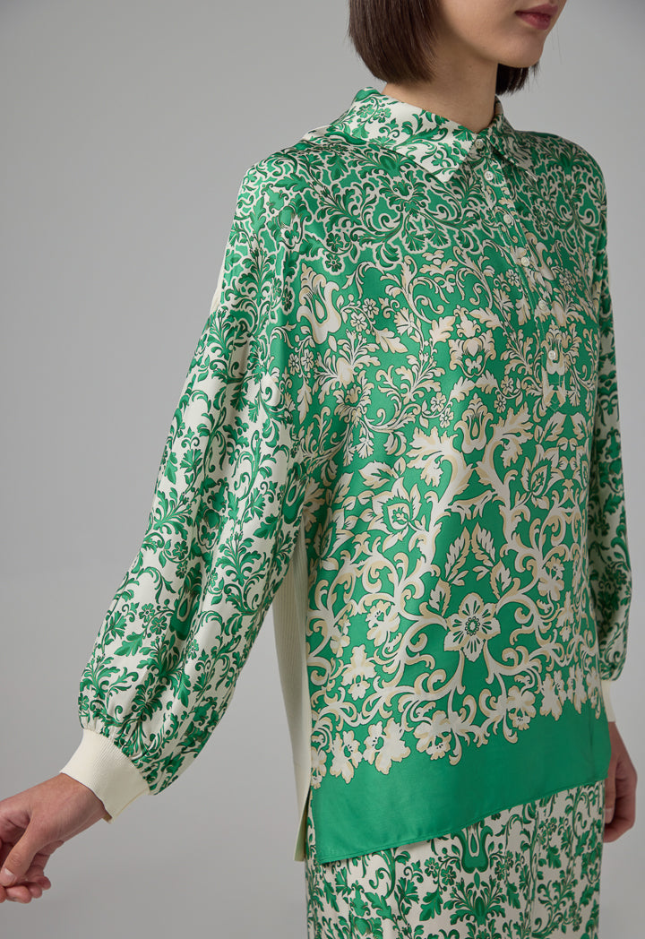 Choice Drop Shoulder Print Shirt Green