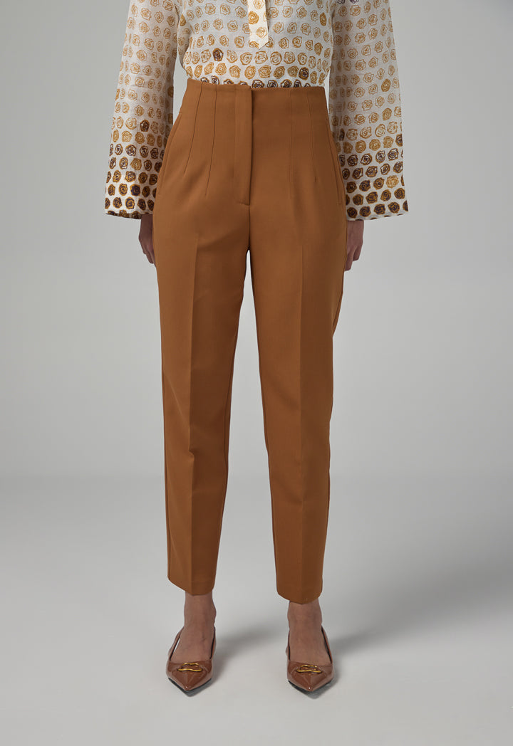 Choice Basic High-Waist Trousers Brown