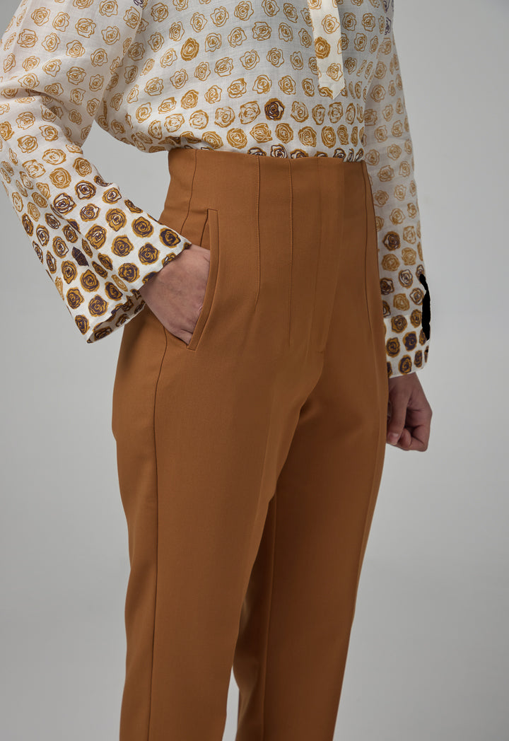 Choice Basic High-Waist Trousers Brown