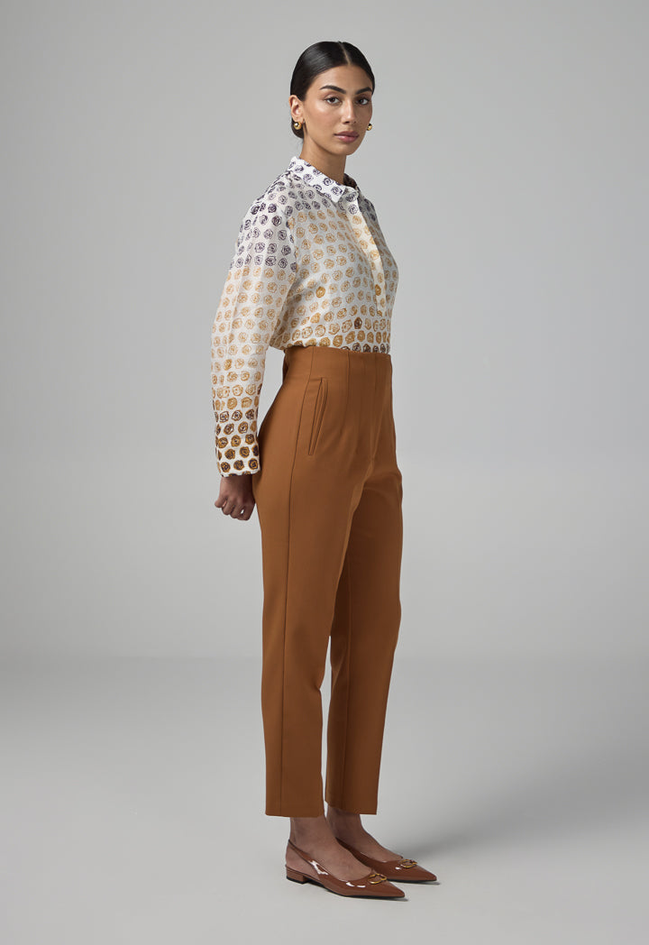 Choice Basic High-Waist Trousers Brown