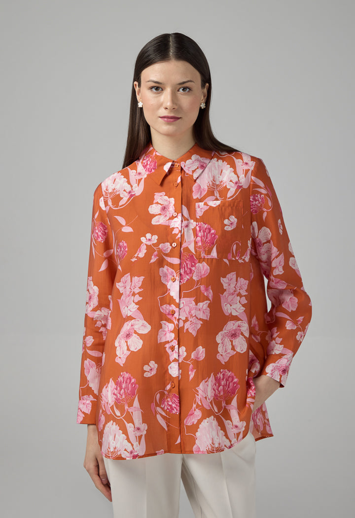 Choice Floral Printed Long Sleeves Shirt Multi Color