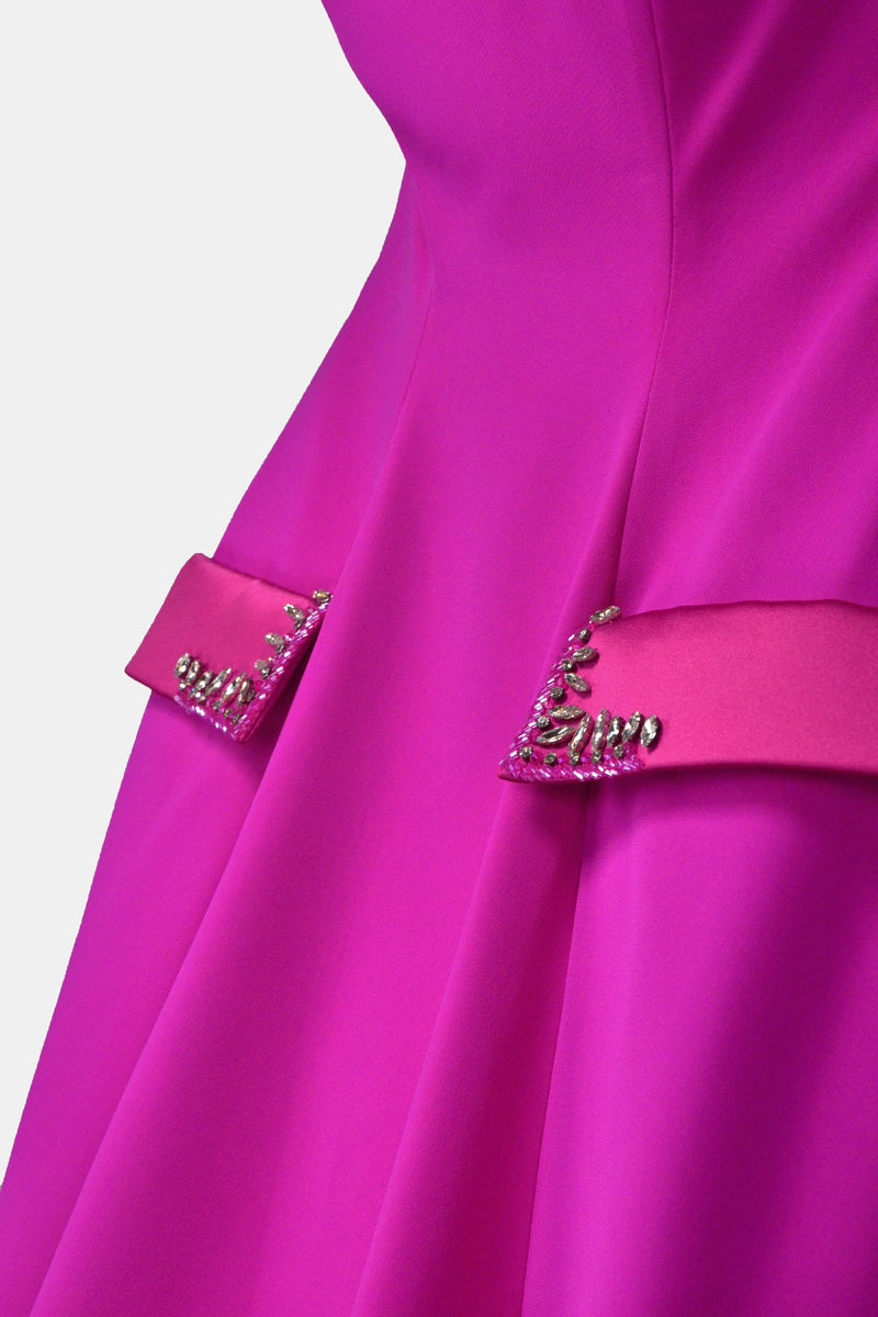 Nean Strapless Pocket Detail Gown Fuchsia