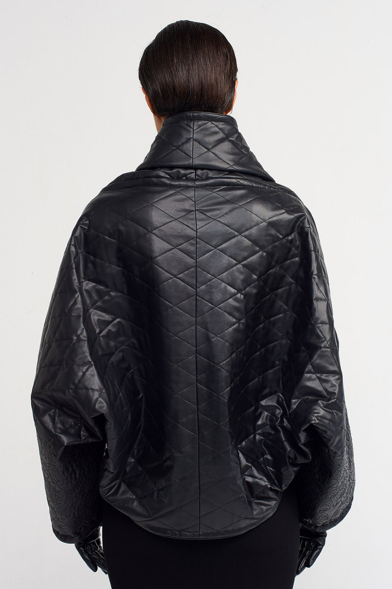 NU Short Quilted Wrap Coat Black