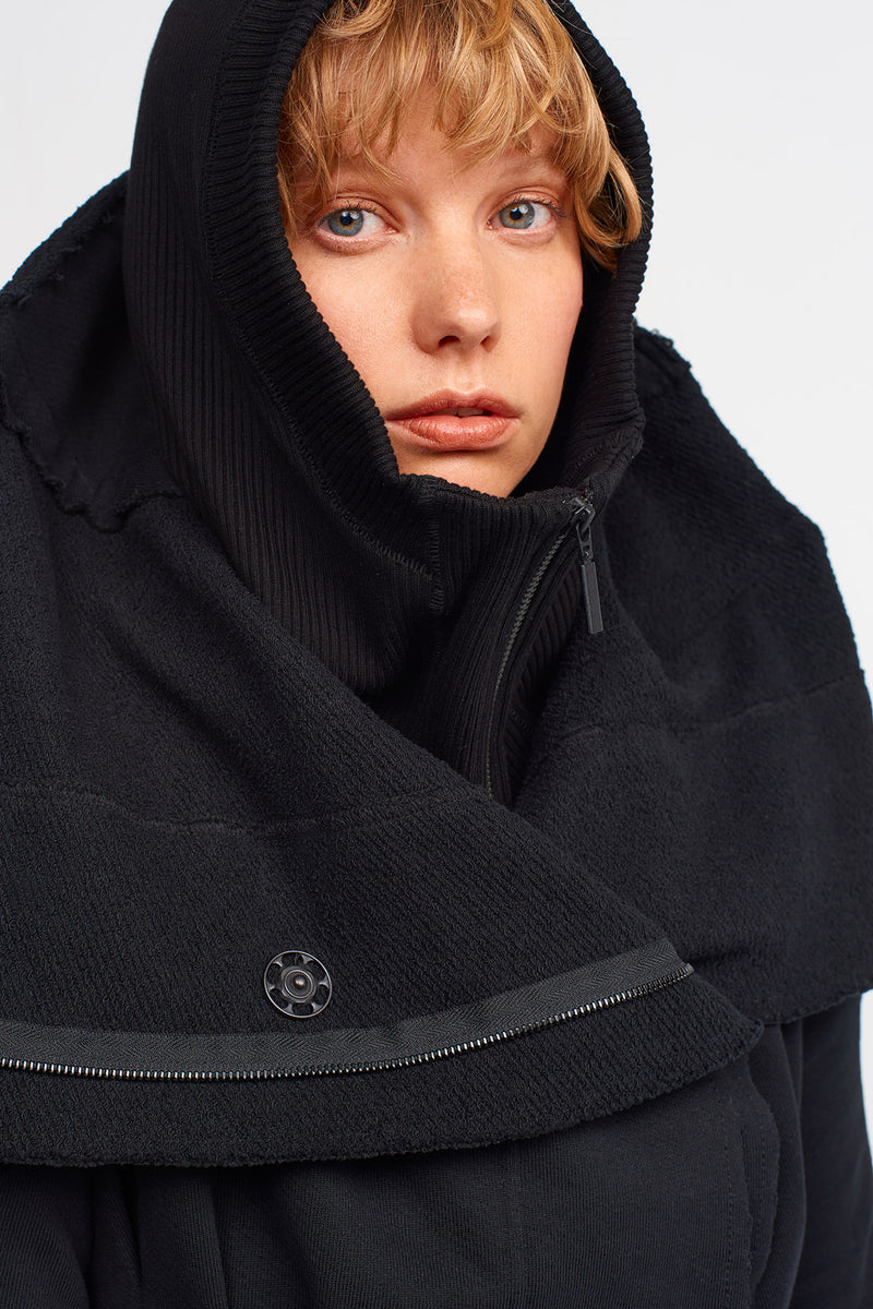 NU Embroidered Cape Jacket Black