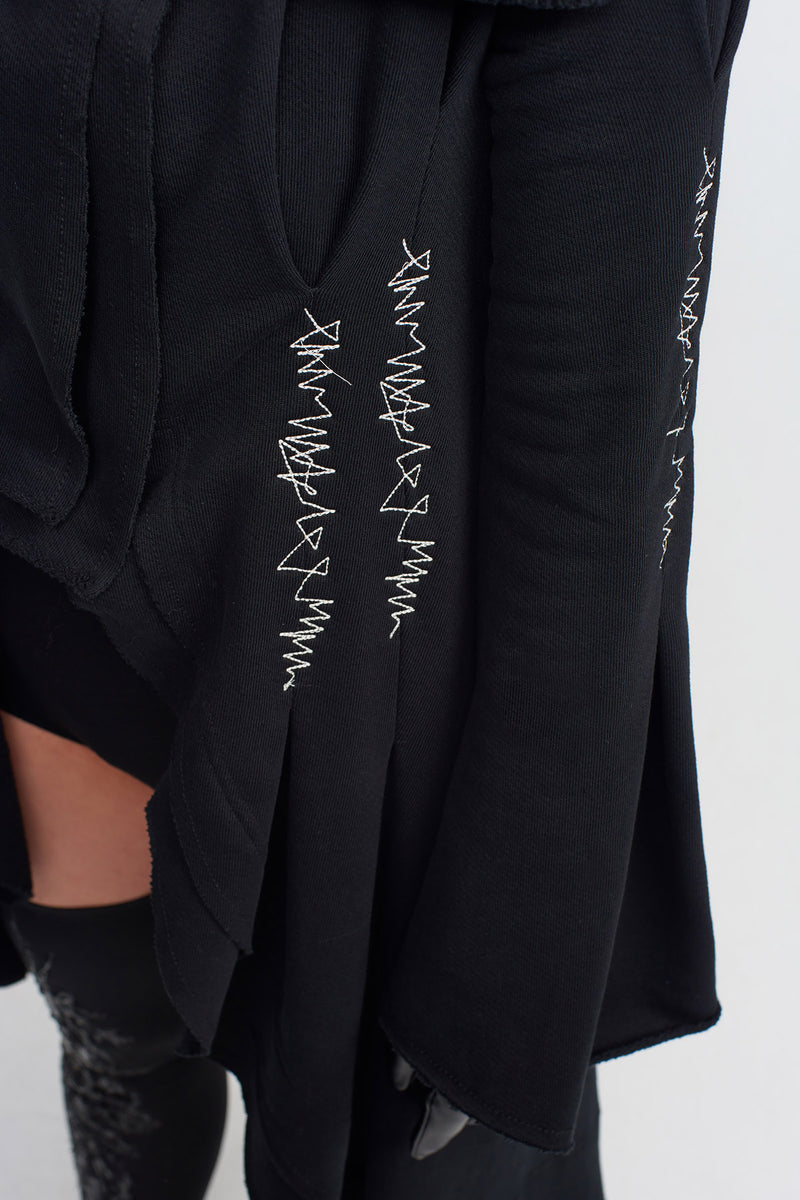 NU Embroidered Cape Jacket Black