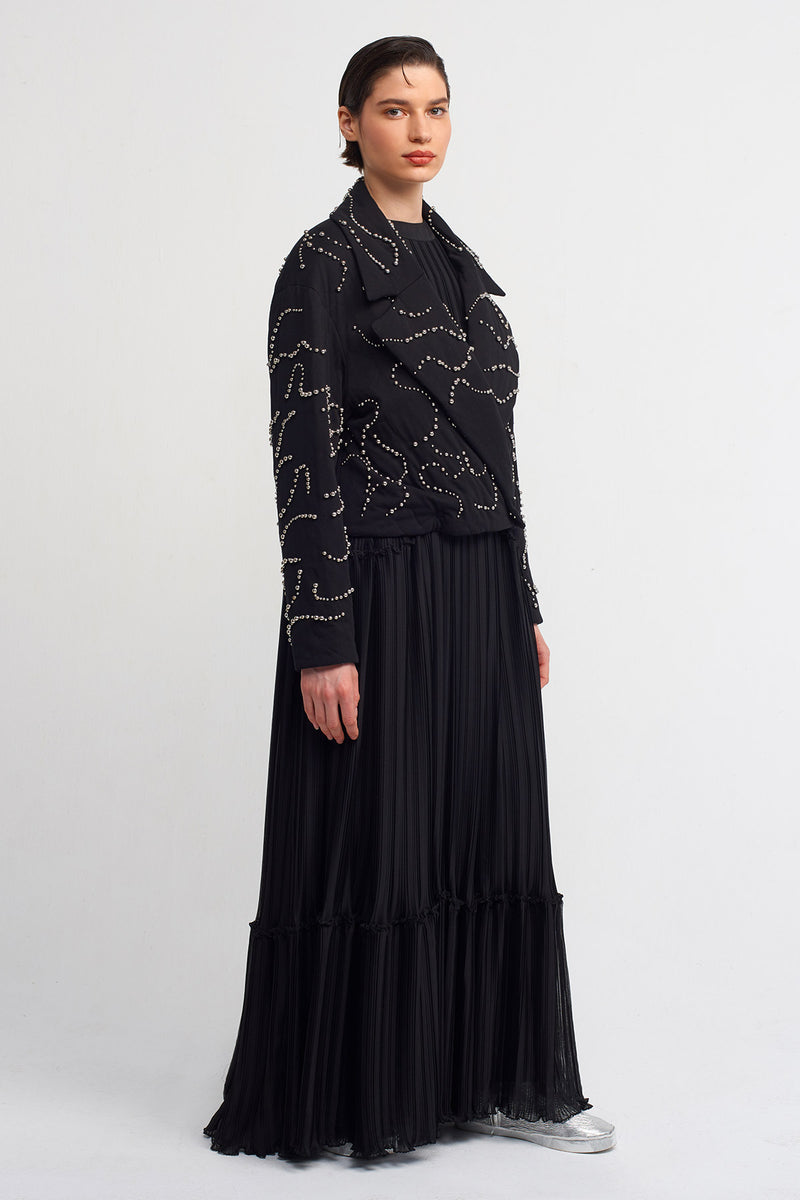 NU Bead Embroidered Short Jacket Black