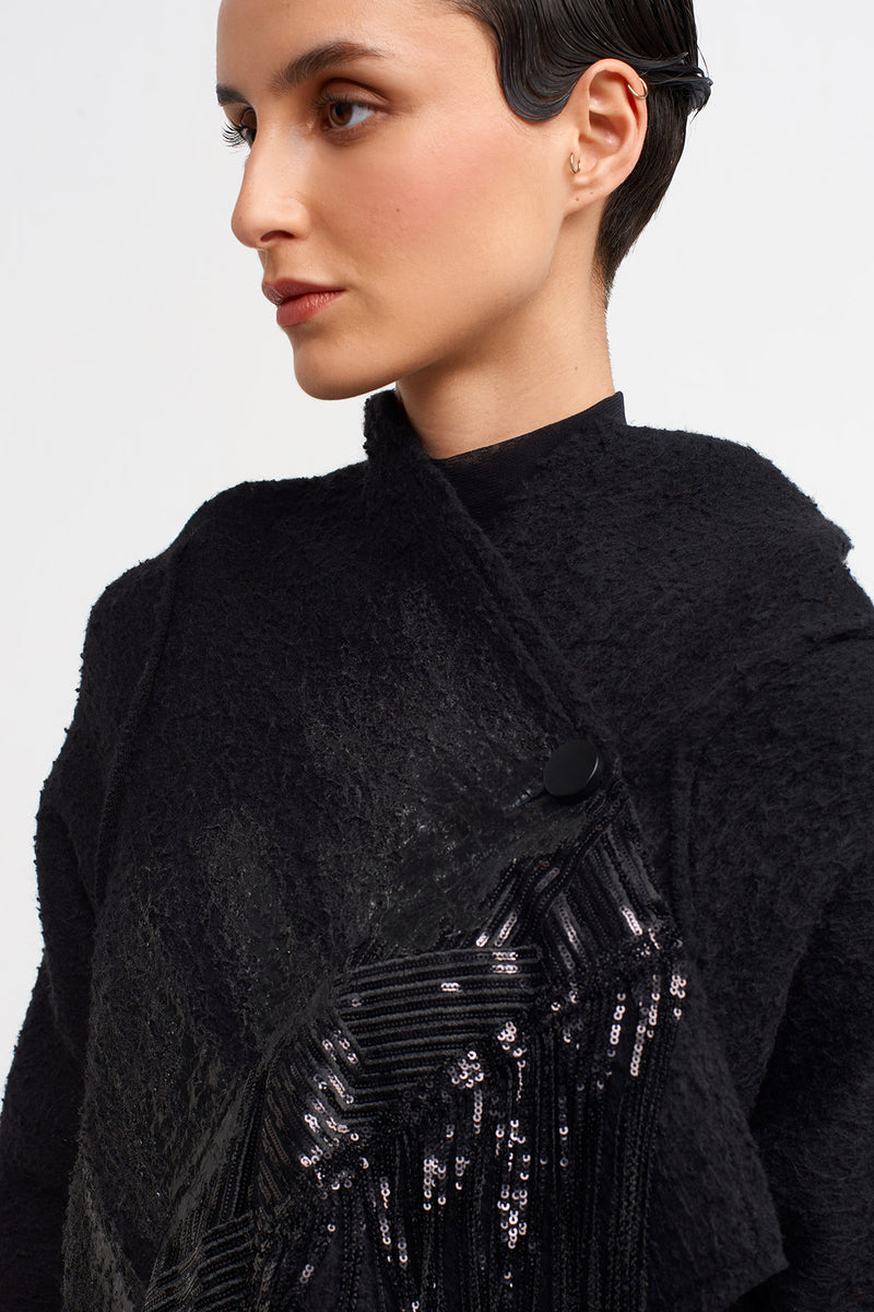 NU Tassel Sequin Detailed Jacket Black