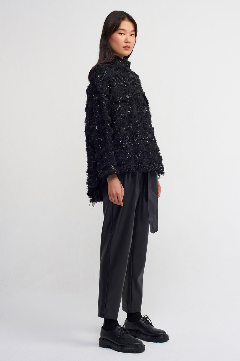 NU Fur Detail Solid Jacket Black