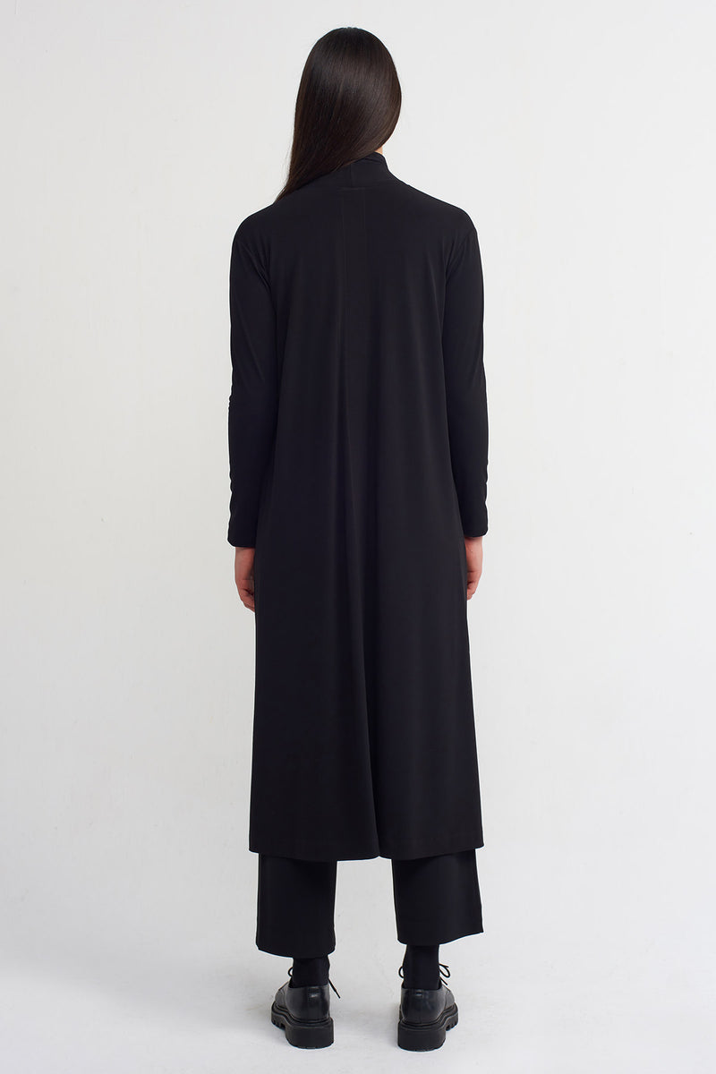 NU Slit Detailed Solid Outerwear Black