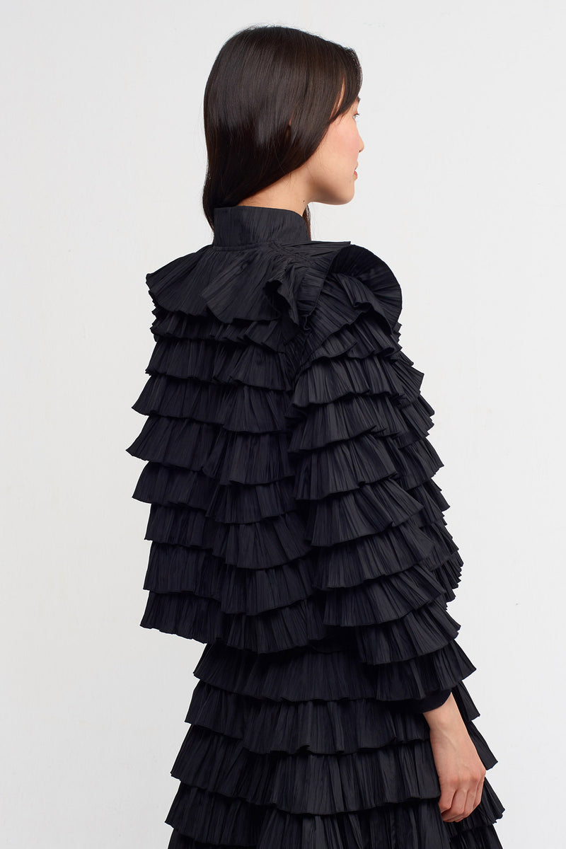 NU Allover Ruffle Solid Jacket Black