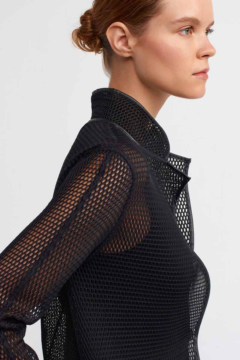 NU Fishnet Mesh Jacket Black