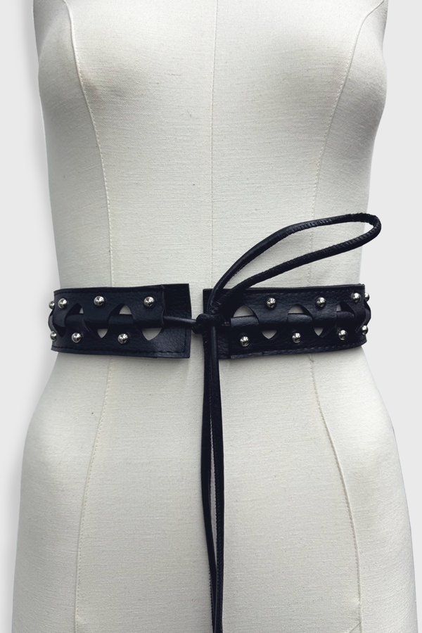 NU Leather Thin Belt Black