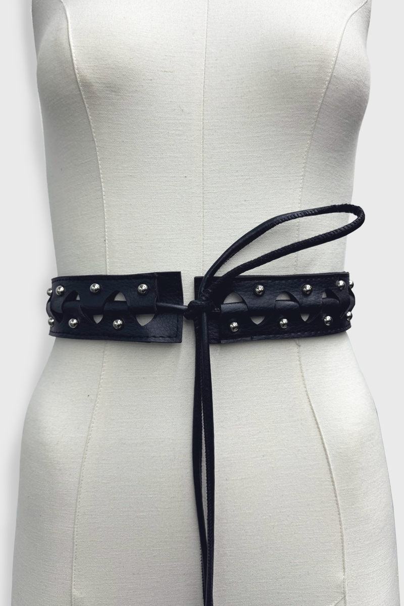 NU Leather Thin Belt Black