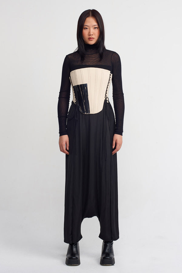 NU Printed Corset Bustier Natural/Black