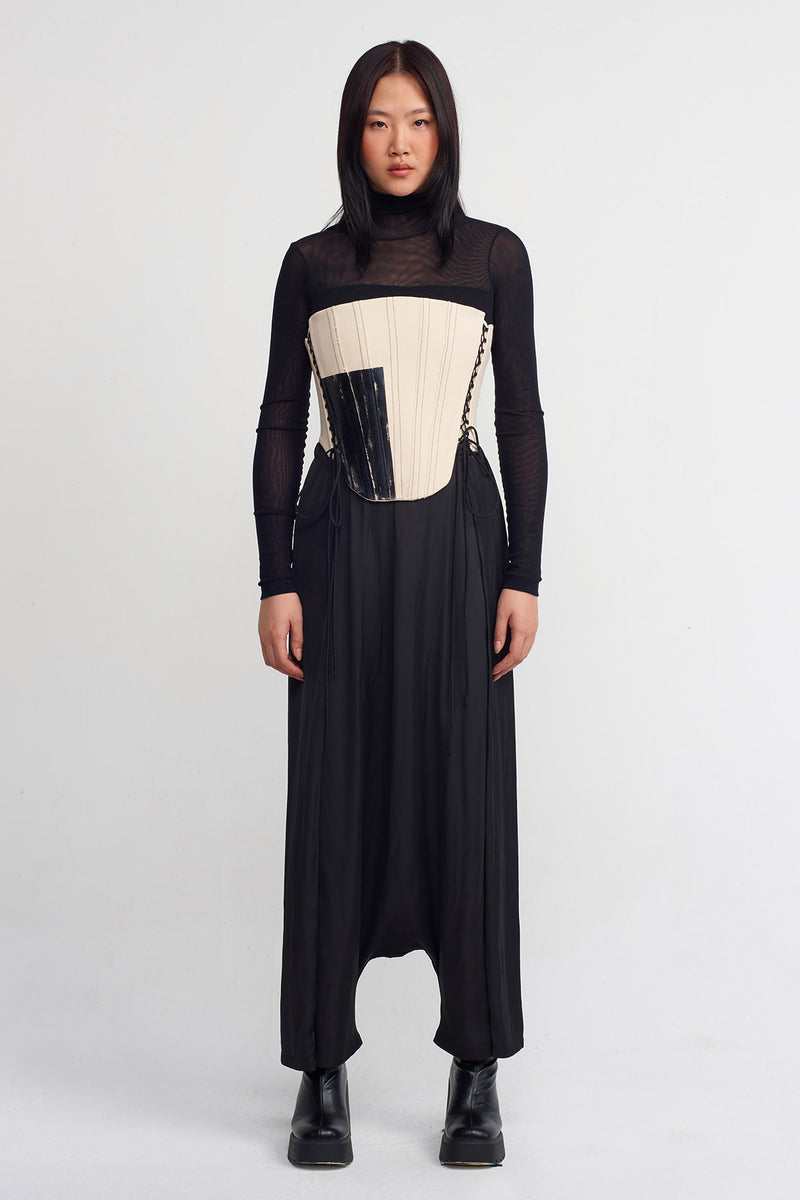 NU Printed Corset Bustier Natural/Black