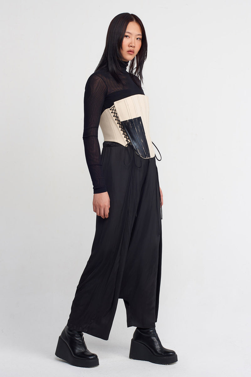 NU Printed Corset Bustier Natural/Black