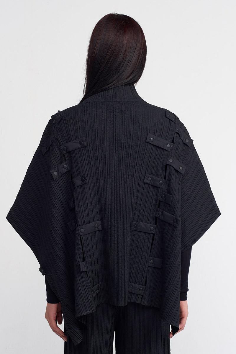 NU Snap Detail Pleated Blouse Black