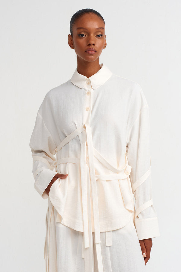 NU Shirt With Ribbon Detail Off White