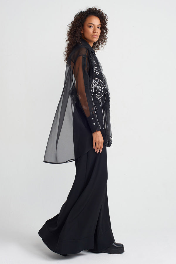 NU Applique Detail Shirt Black/Offwhite