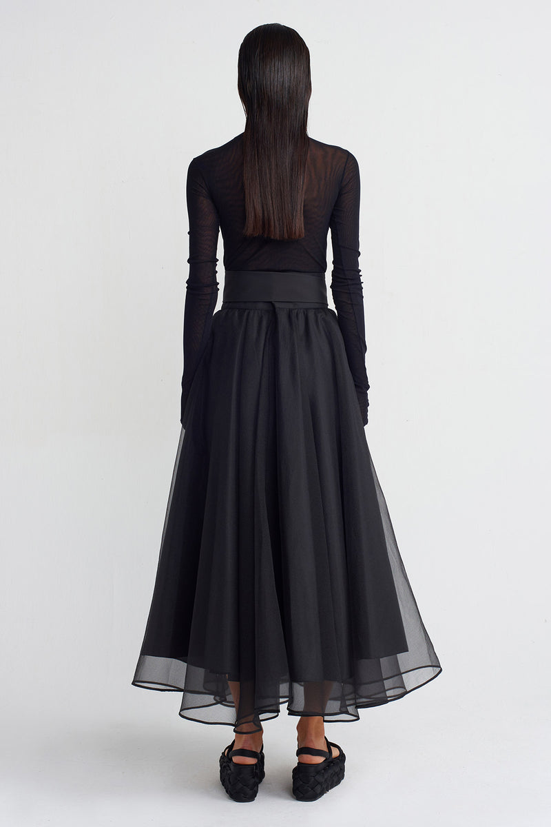 NU Organza Flared Skirt Black