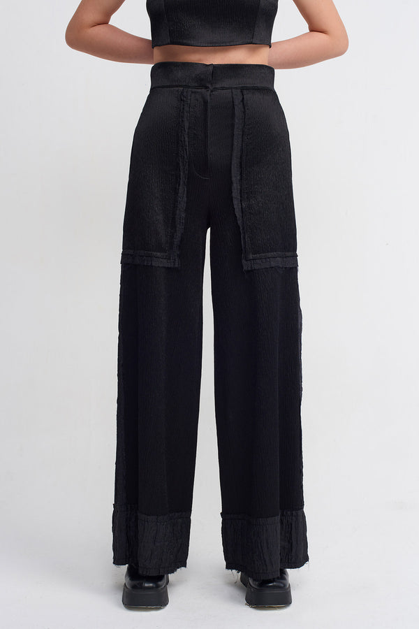 NU Snap Detail Pleated Trousers Black