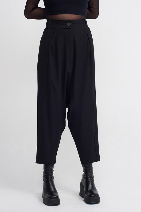 NU High-Waisted Harem Trousers Black