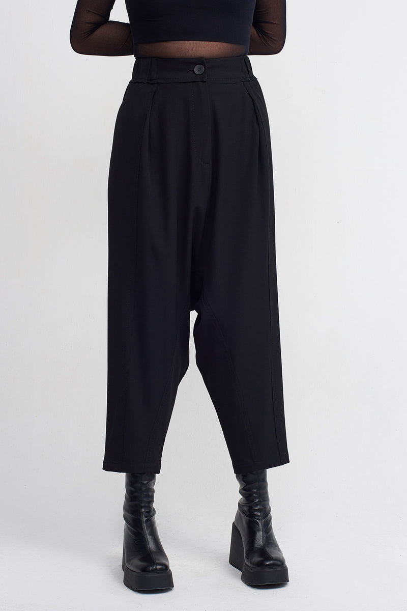 NU High-Waisted Harem Trousers Black