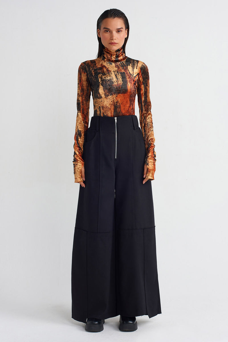 NU Wide-Leg Denim Trousers Black